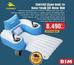 CORBY ELEKTRİKLİ ŞİŞME DENİZ VE HAVUZ YATAĞI ÇİFT MOTOR M60